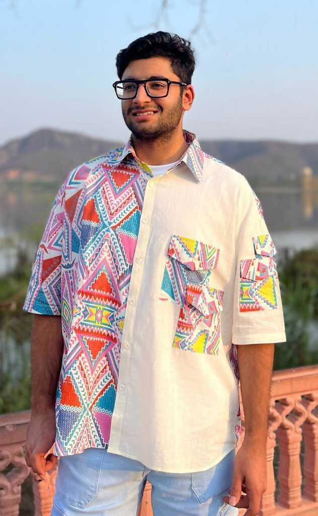 Unisex Pink and White Oversized Shirt