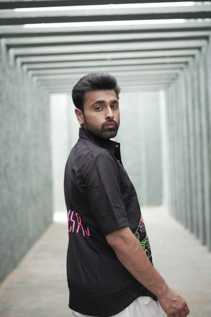 Unisex Black Bottle Embroidered Shirt