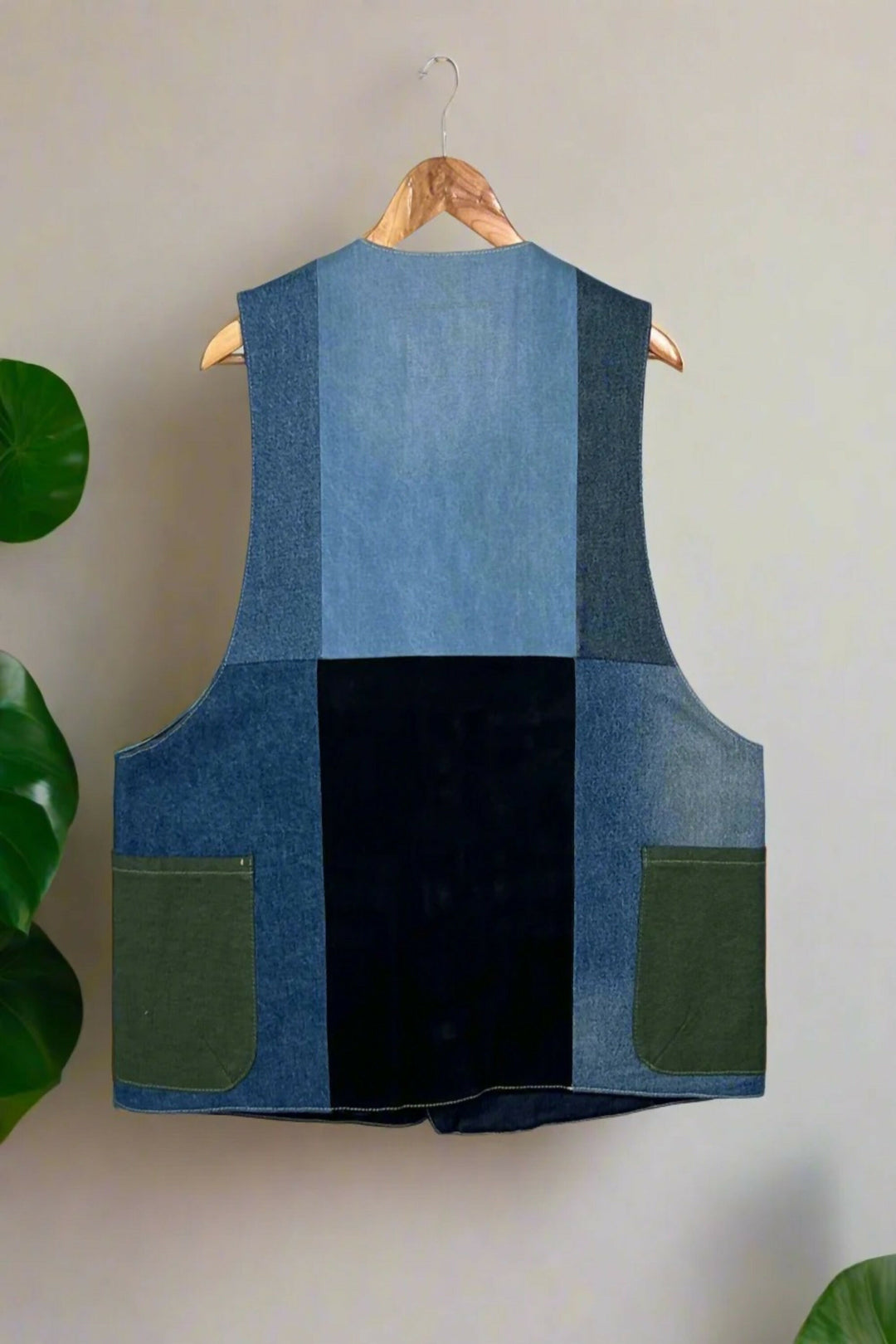 Bold Seam Denim Gilet Jacket