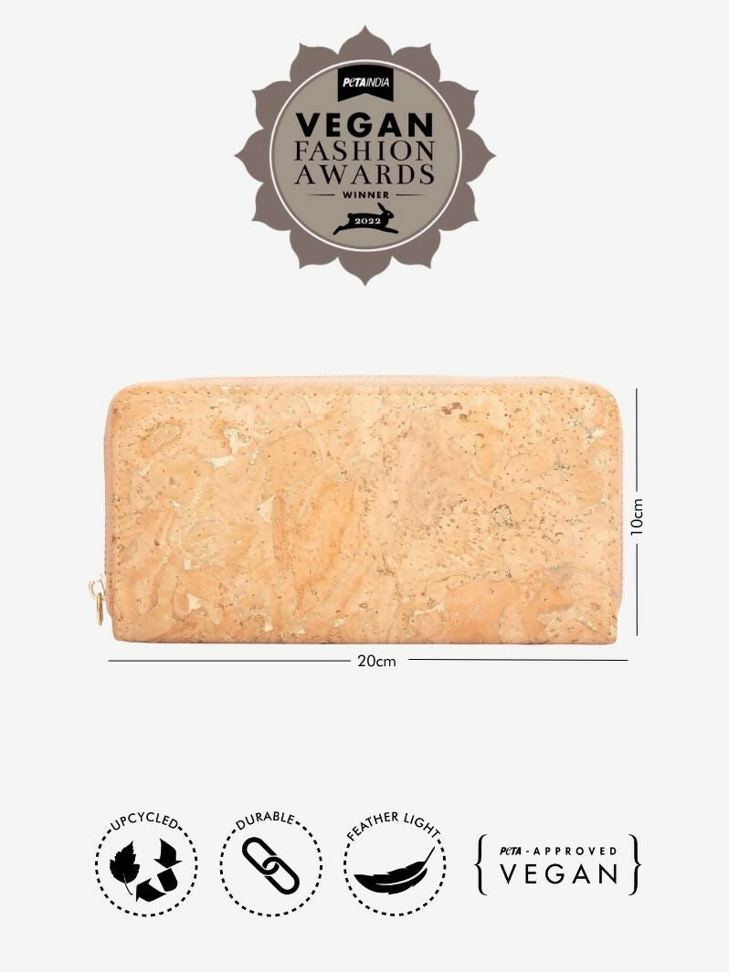 Beige And Gold Cork Wallet Purse