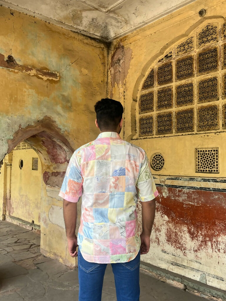 Unisex Marble Patchwork Shirt