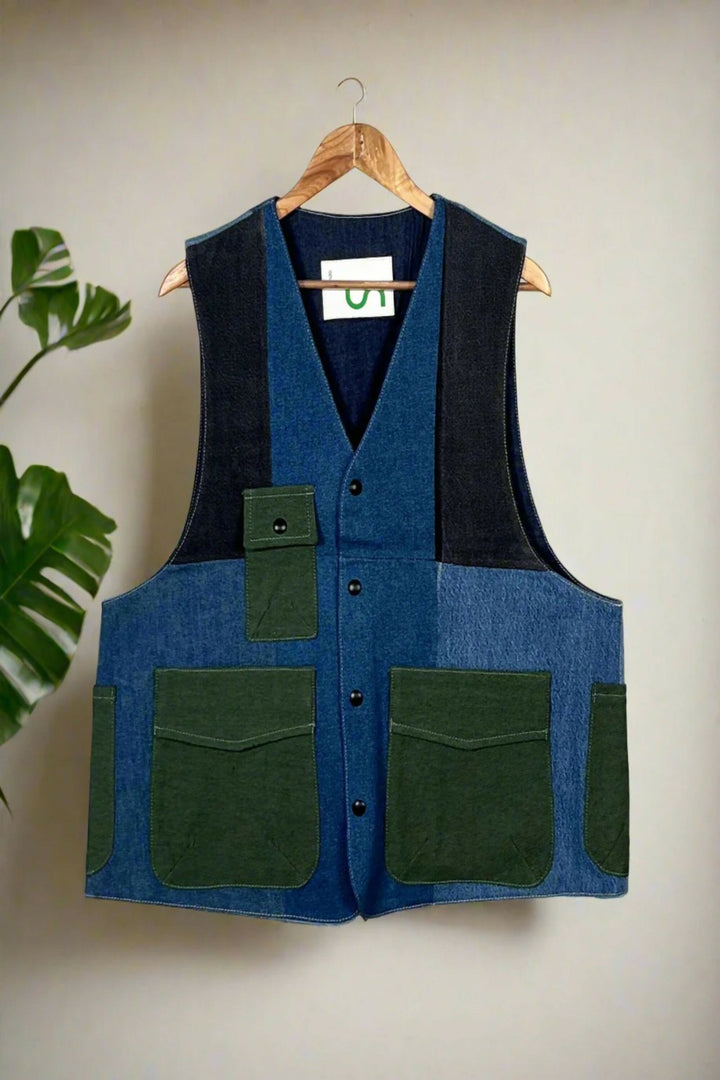 Vivid Denim Gilet Jacket