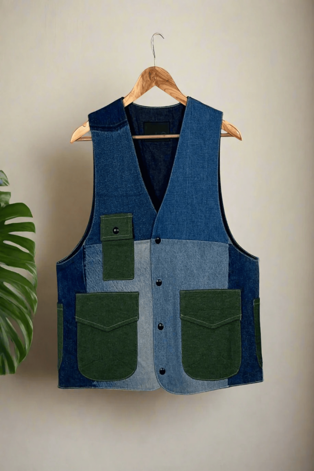Unisex Dual-Tone Patched Gilet Jacket