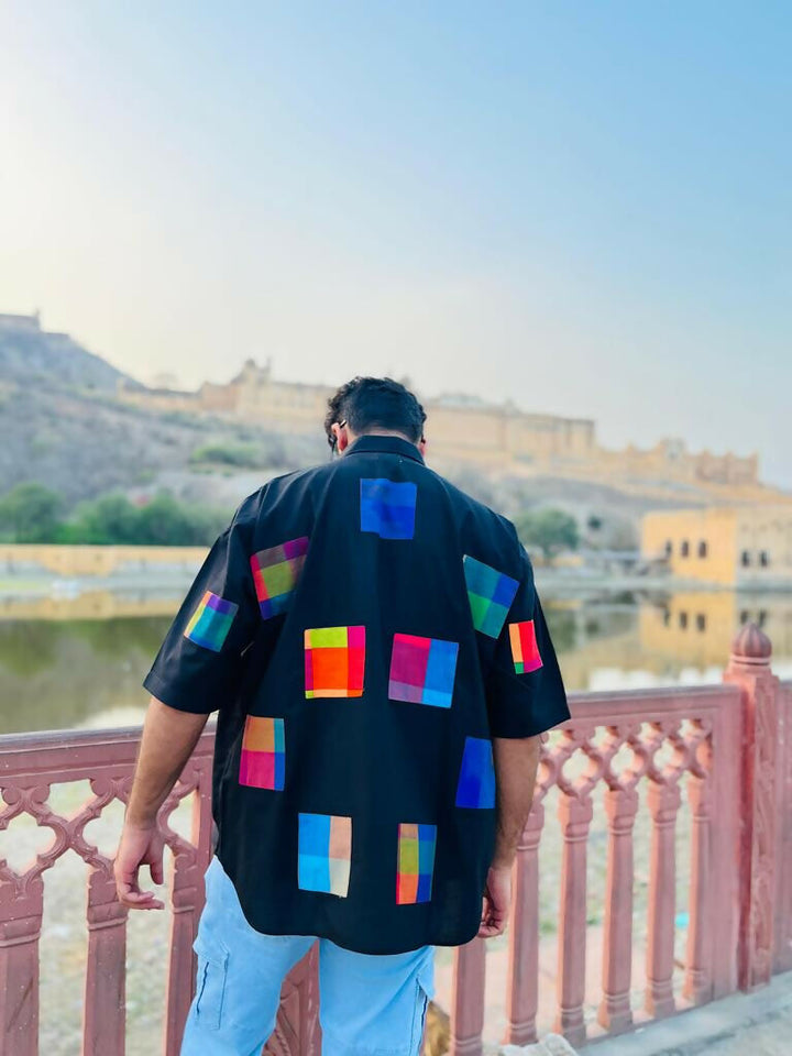 Unisex Black Chex Oversized Shirt