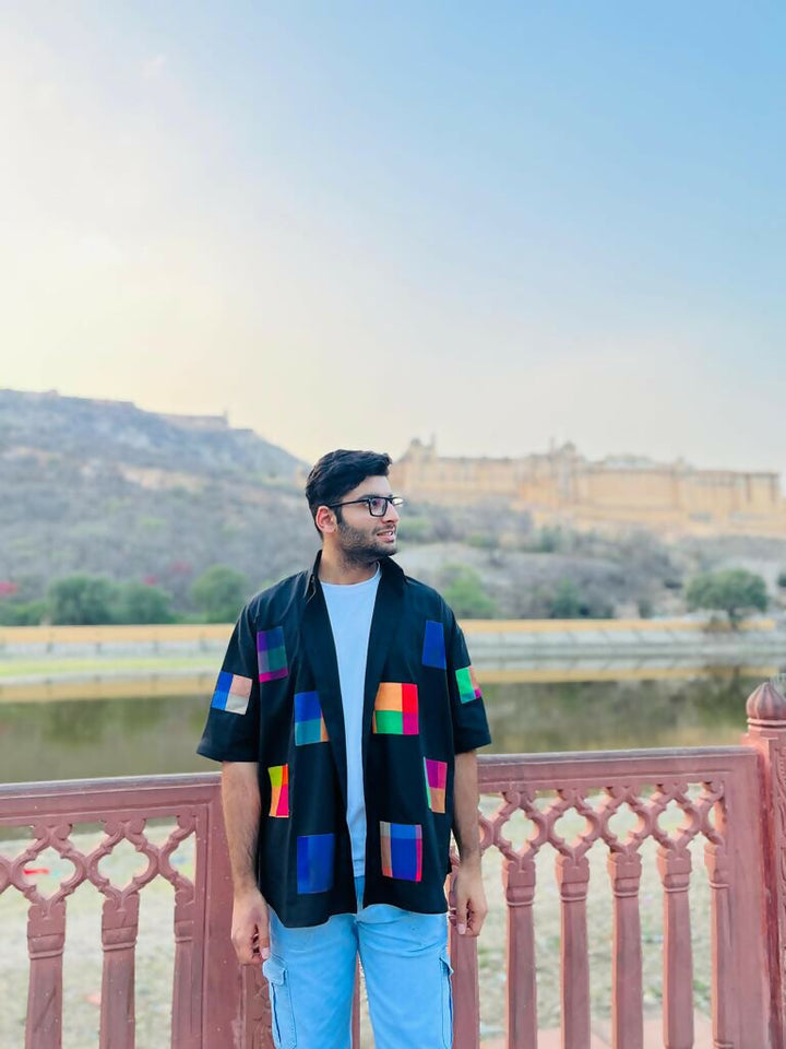 Unisex Black Chex Oversized Shirt