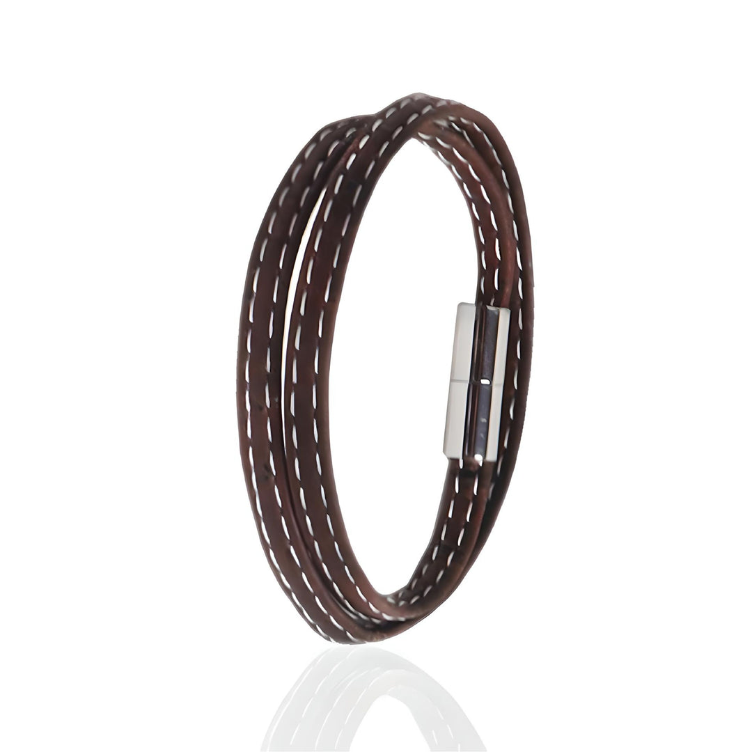 Mens Wrap Bracelet Dark Brown & White