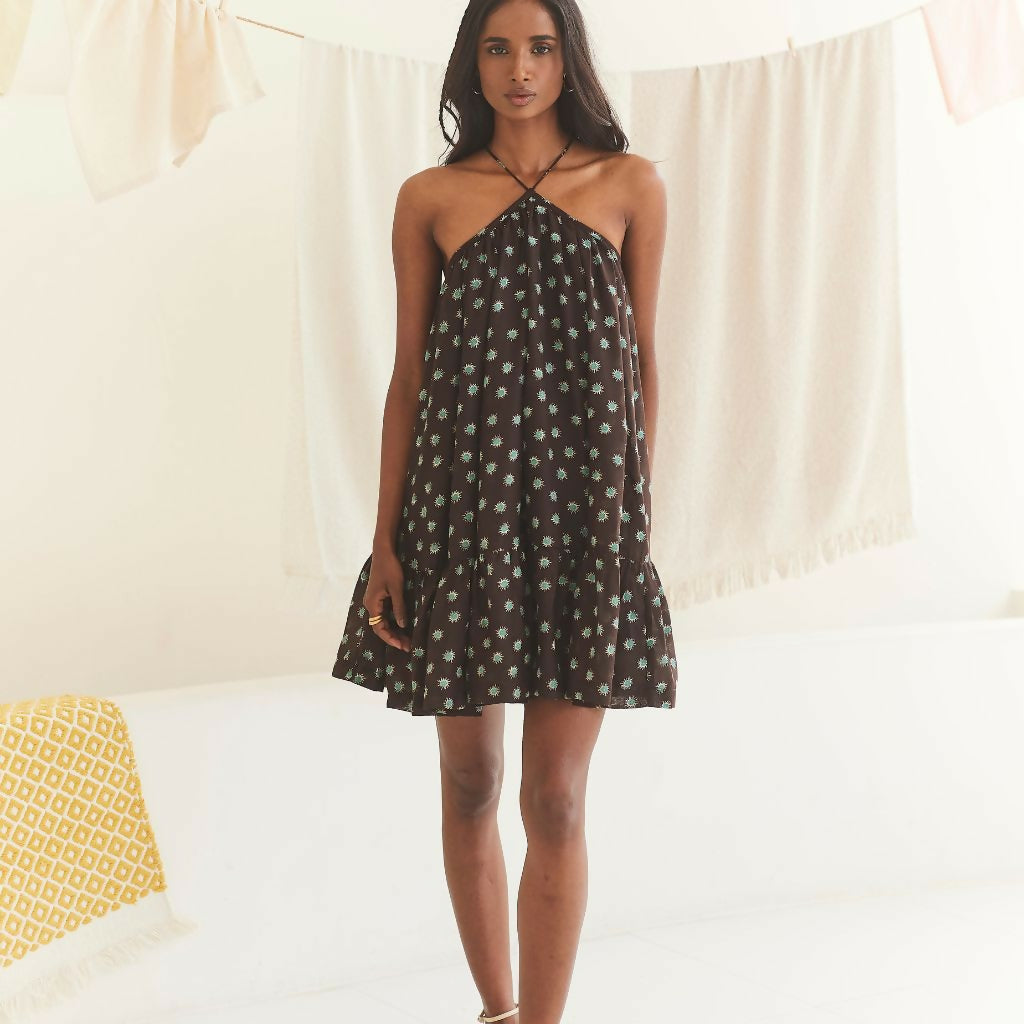 Printed Halter Short Dress