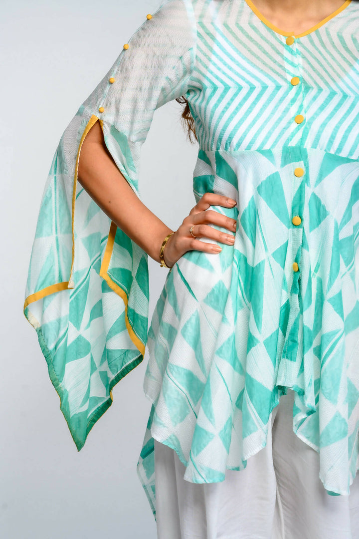 Assymetric top with butterfly sleeves