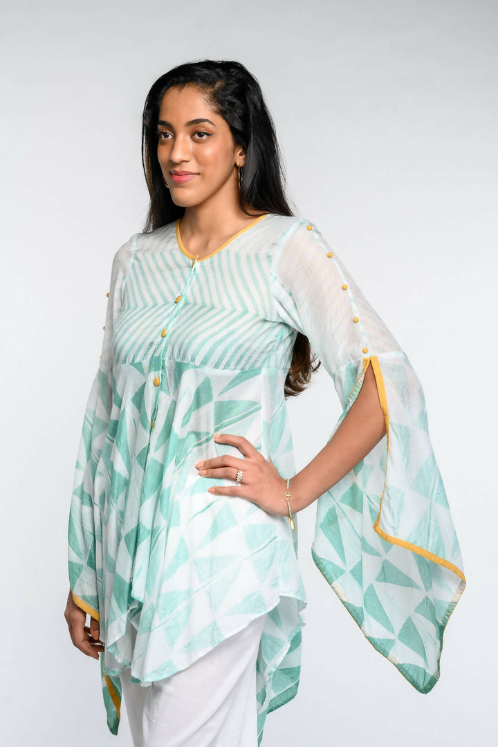 Assymetric top with butterfly sleeves