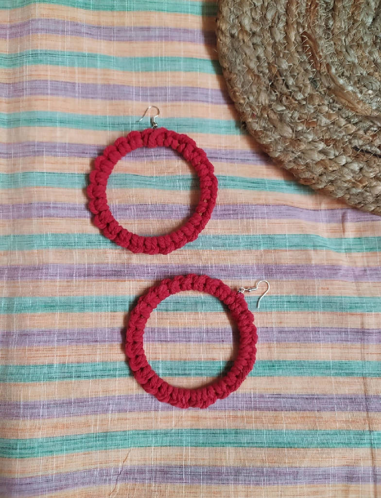 Pink Macramé Hoops