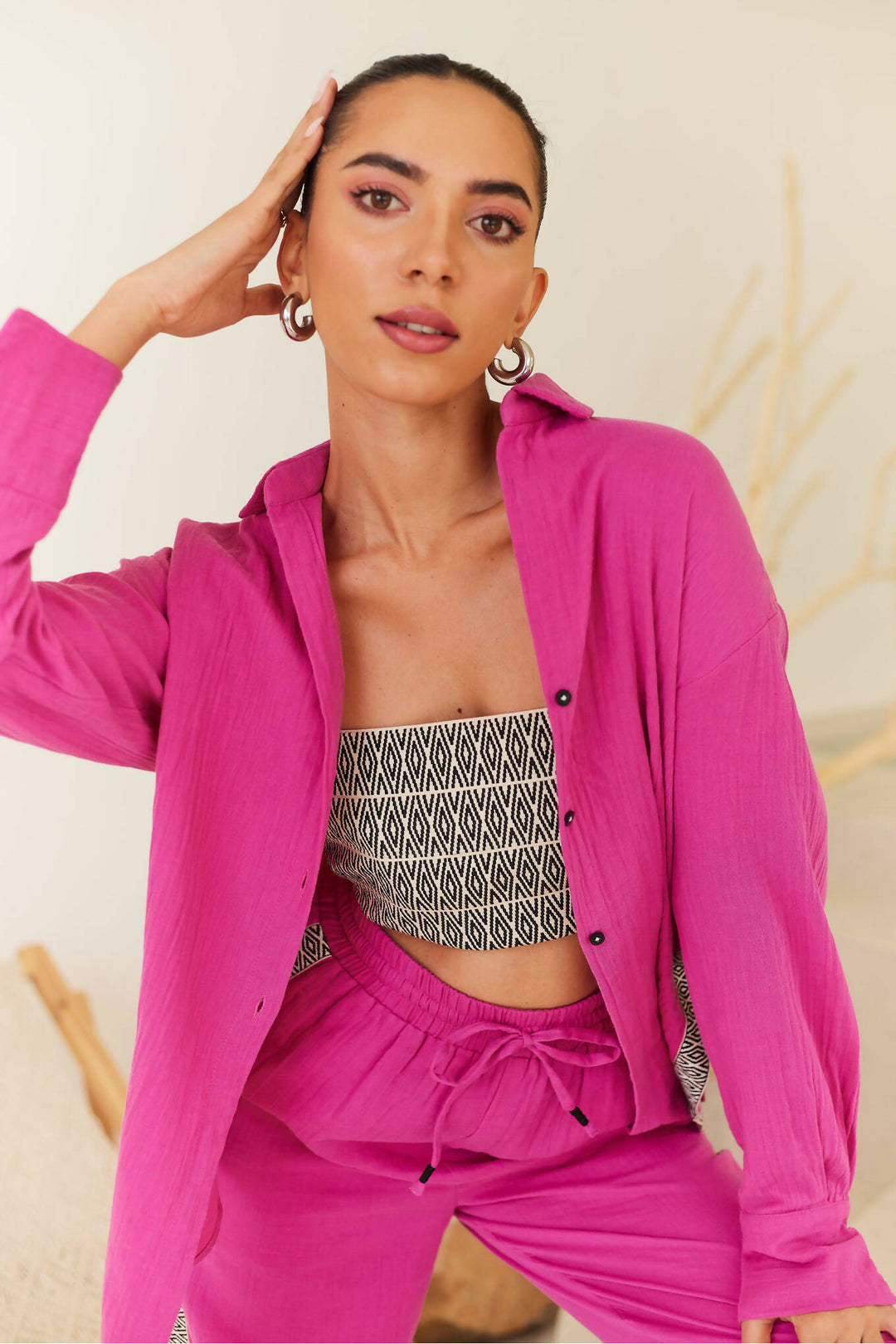 Pink Shirt With Lace Detail