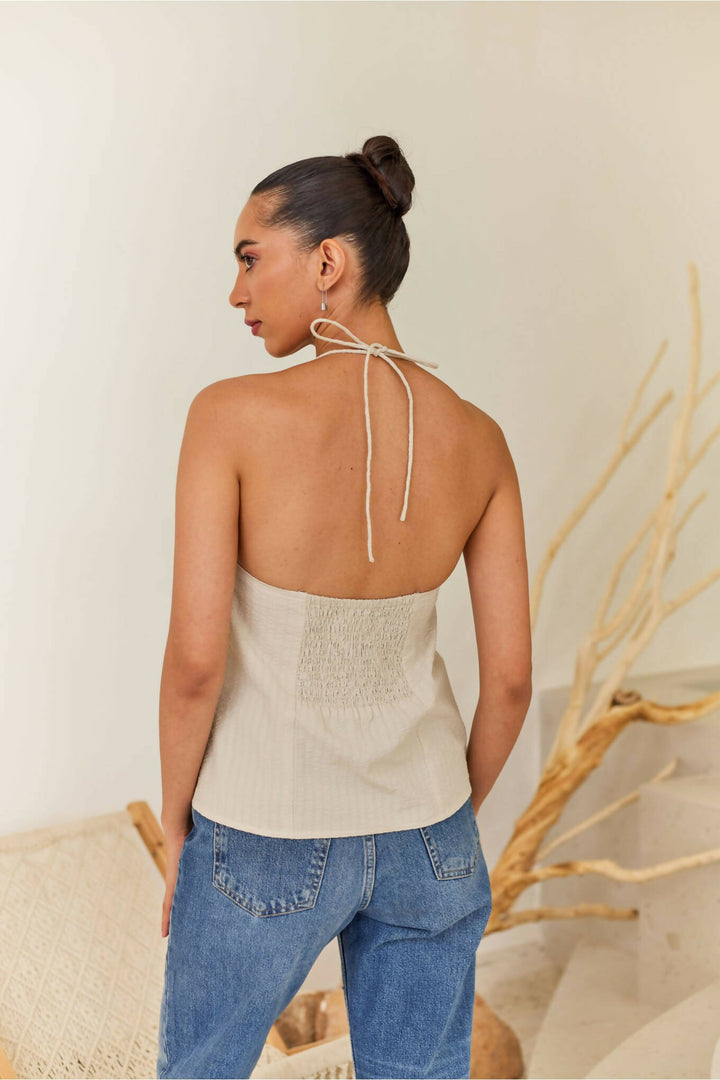 Cream Halter Top