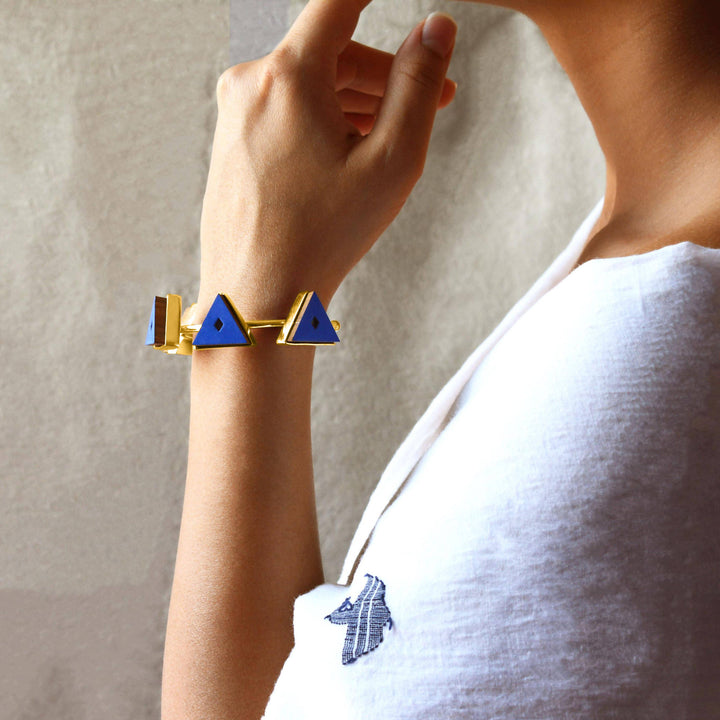 Jodhpur Aztec Indigo Kada - Gold
