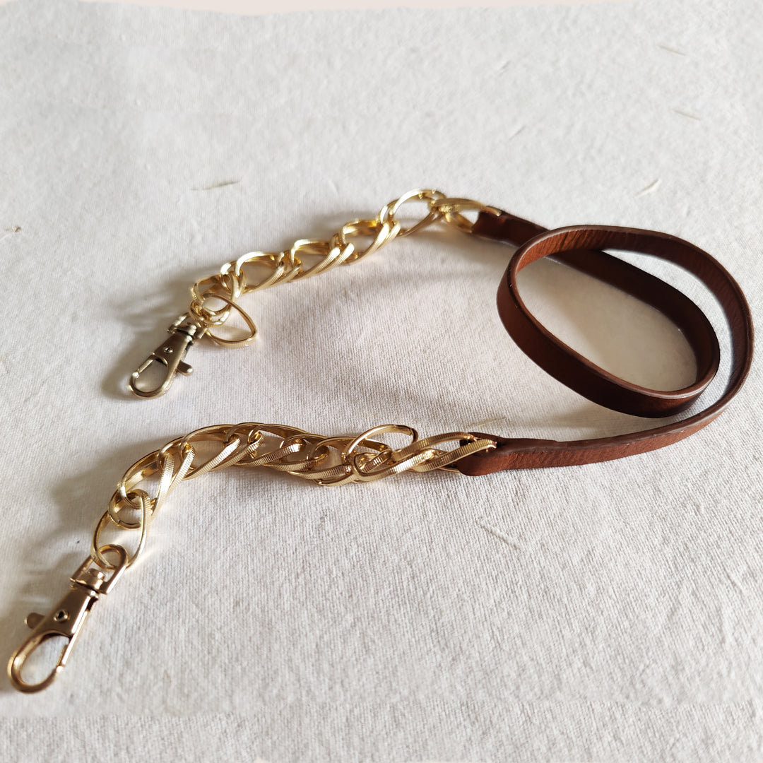 Chained Tan Leather Mask Chain
