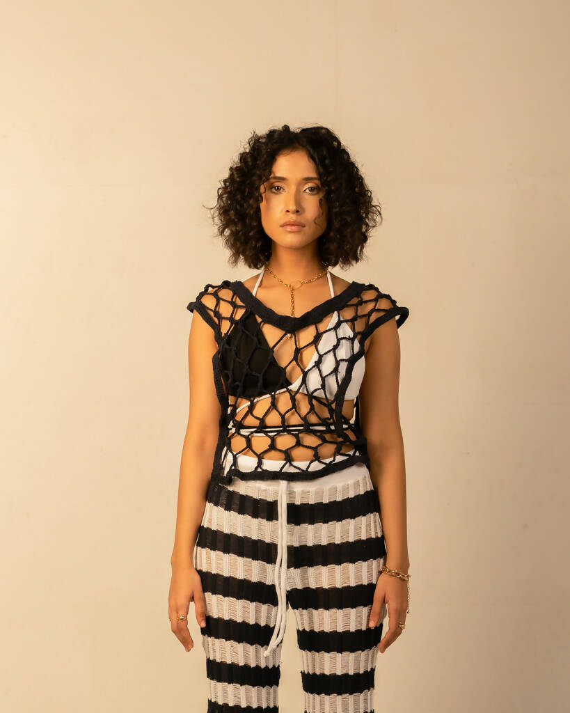 Black Crochet Vest