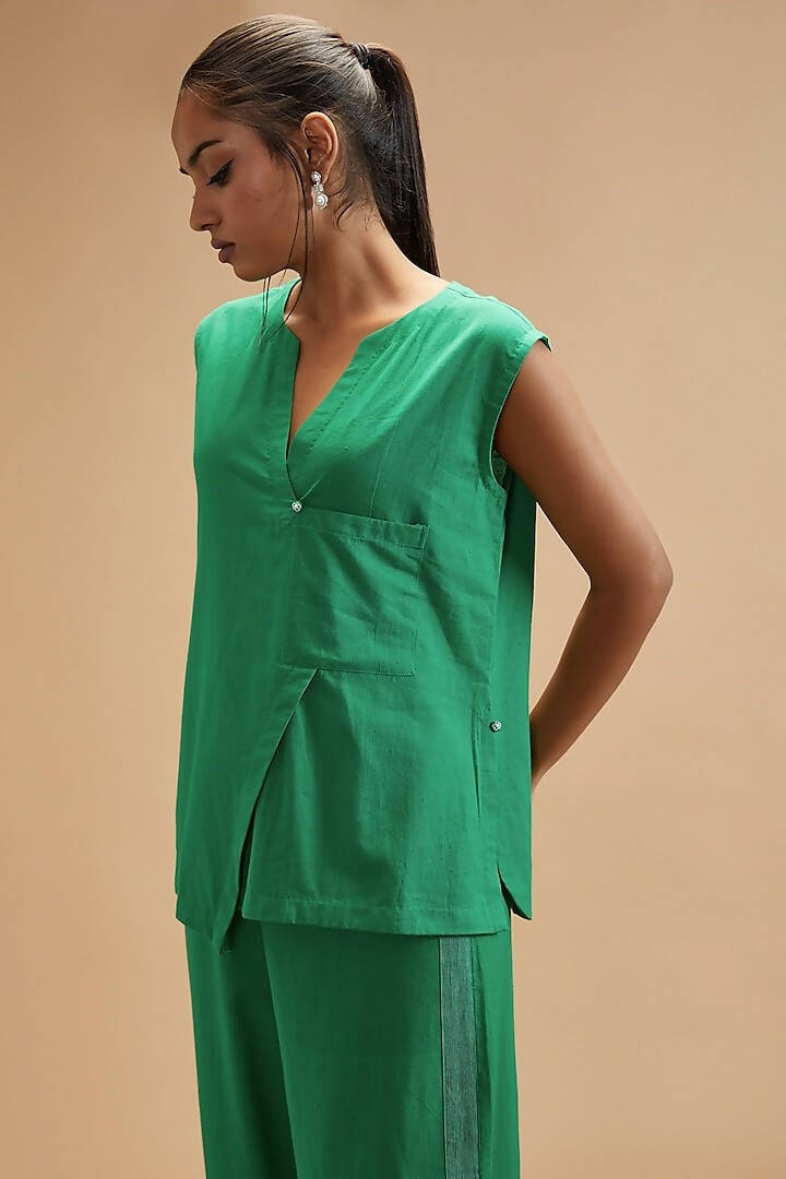 Clara Green Asymmetrical Shirt