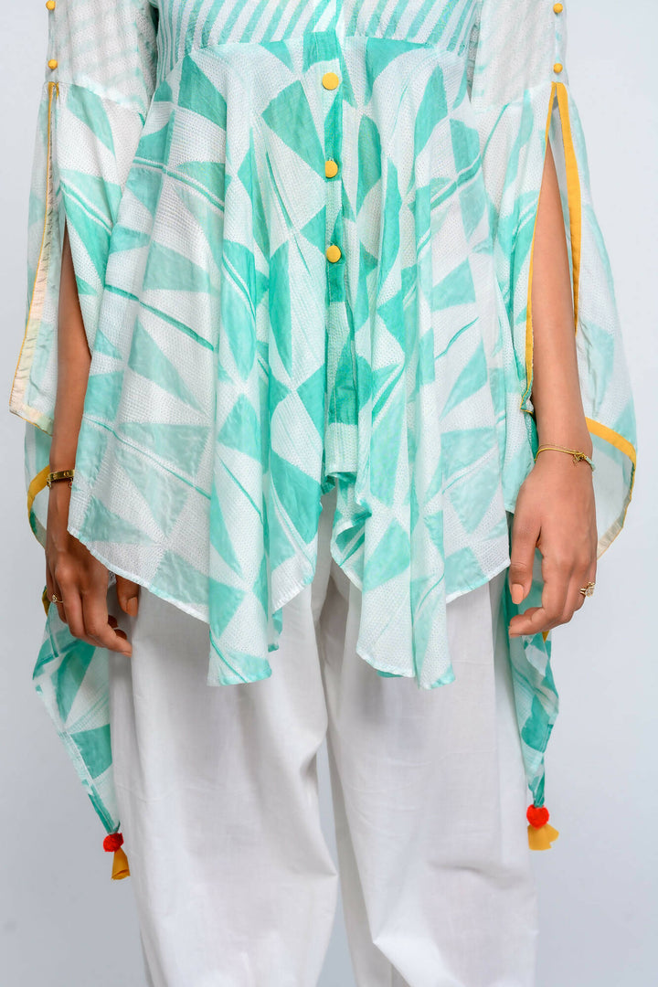 Assymetric top with butterfly sleeves