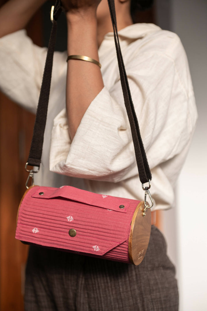 Mauve & Slate Round Clutch - Changeable Sleeve