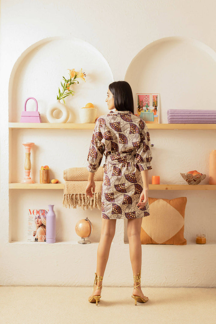 Tribal print wrap around dress