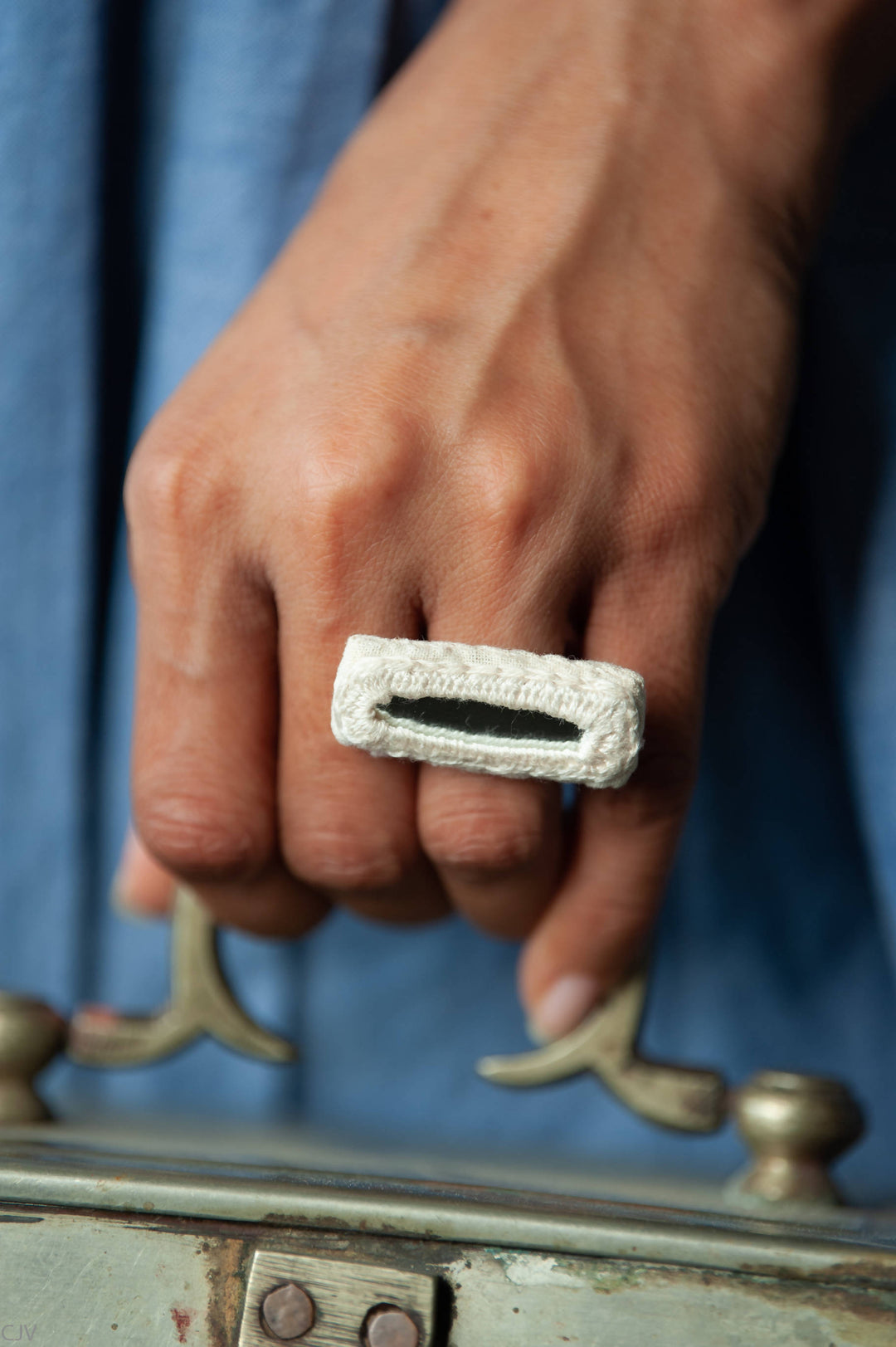 White Rectangular Mirror Ring