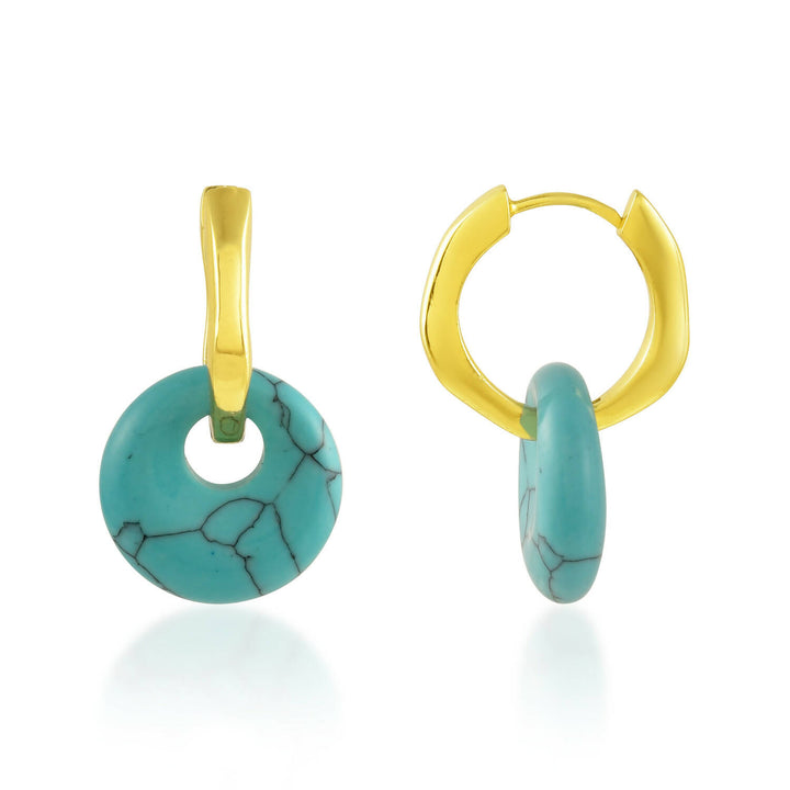 Turquoise Disc Charm Molten Huggies