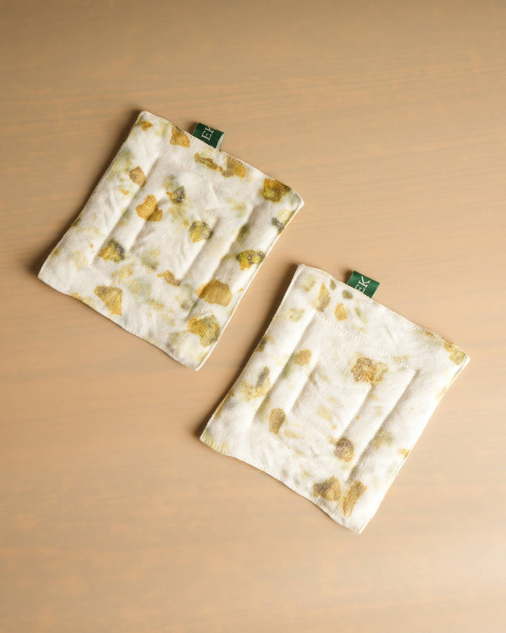 Eco-Printed Upcycled Hemp Coasters-Set Of 2