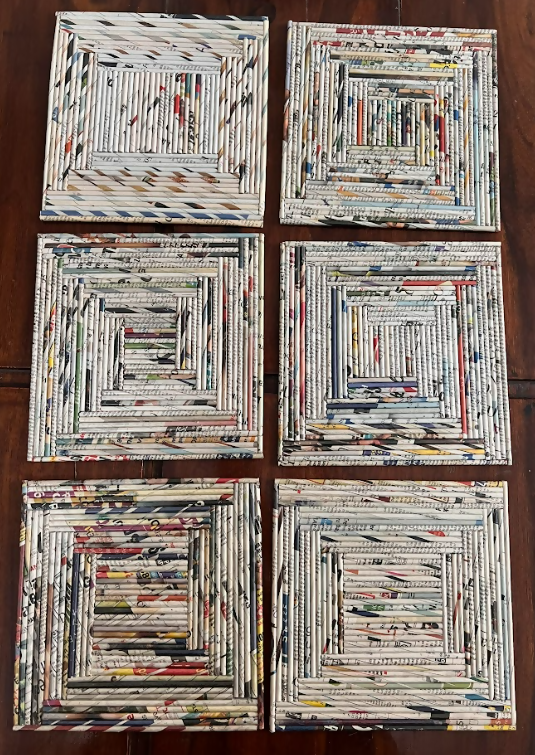 Handcrafted Paper natural Square Quarter Mats
