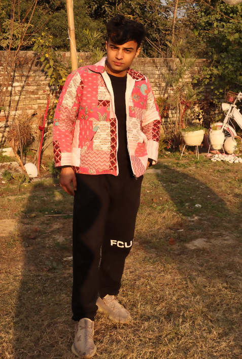Unisex Pink Patchwork Quilted Jacket