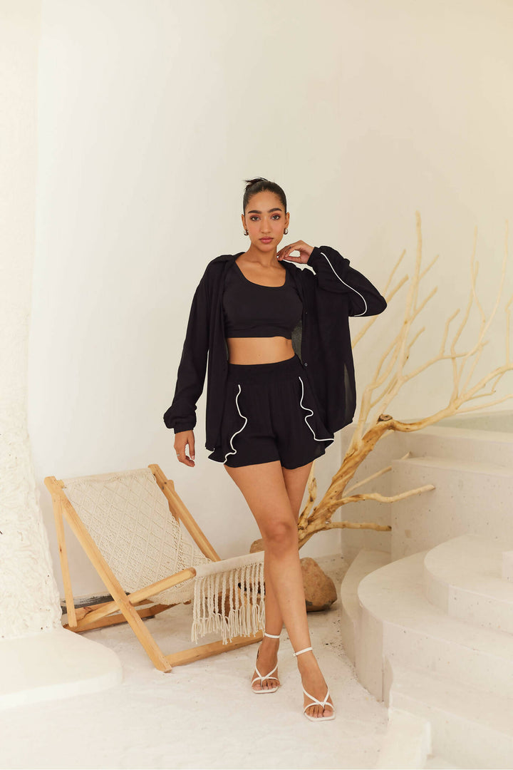 Black Shorts with Contrast Detail