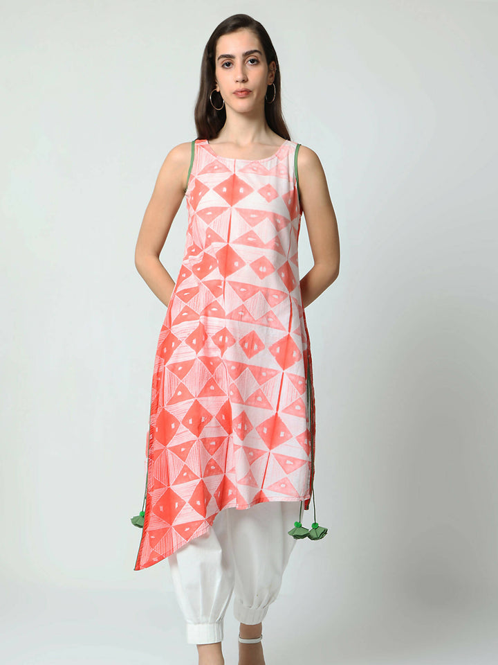 Shibori tunic with slits