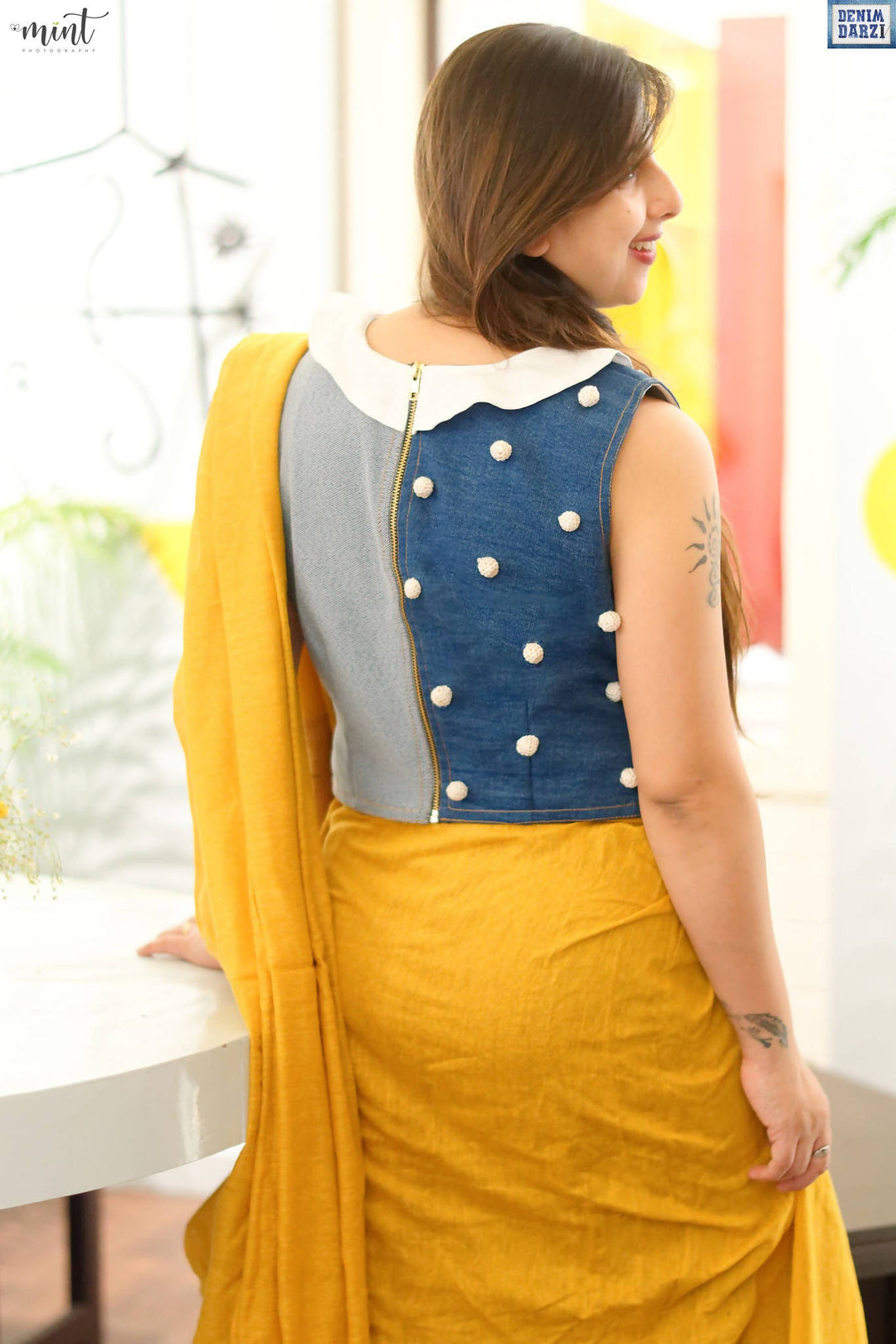 Peter Pan Collar Denim Blouse