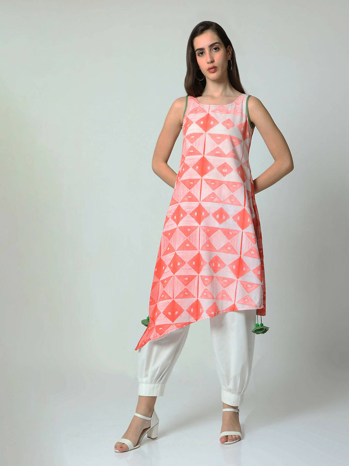 Shibori tunic with slits