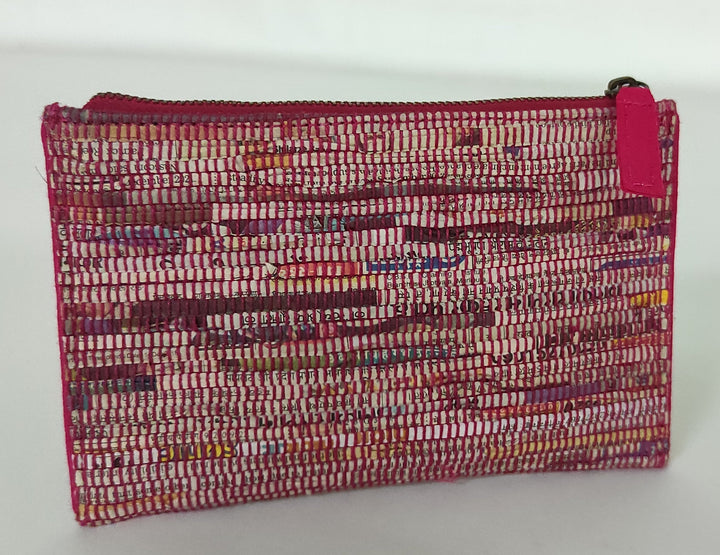 Handwoven Newspaper Zip Pouch