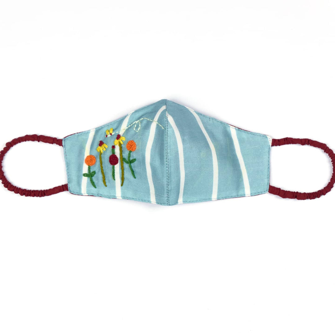 Floral Blue Reversible Mask