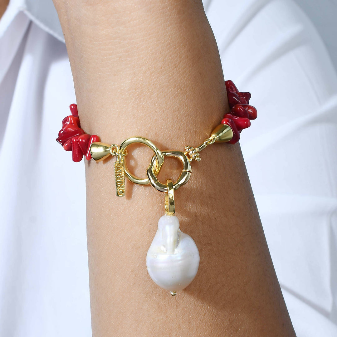 Coral Beaded Bracelet