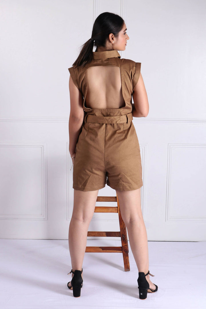 Juno Coffee Brown Playsuit