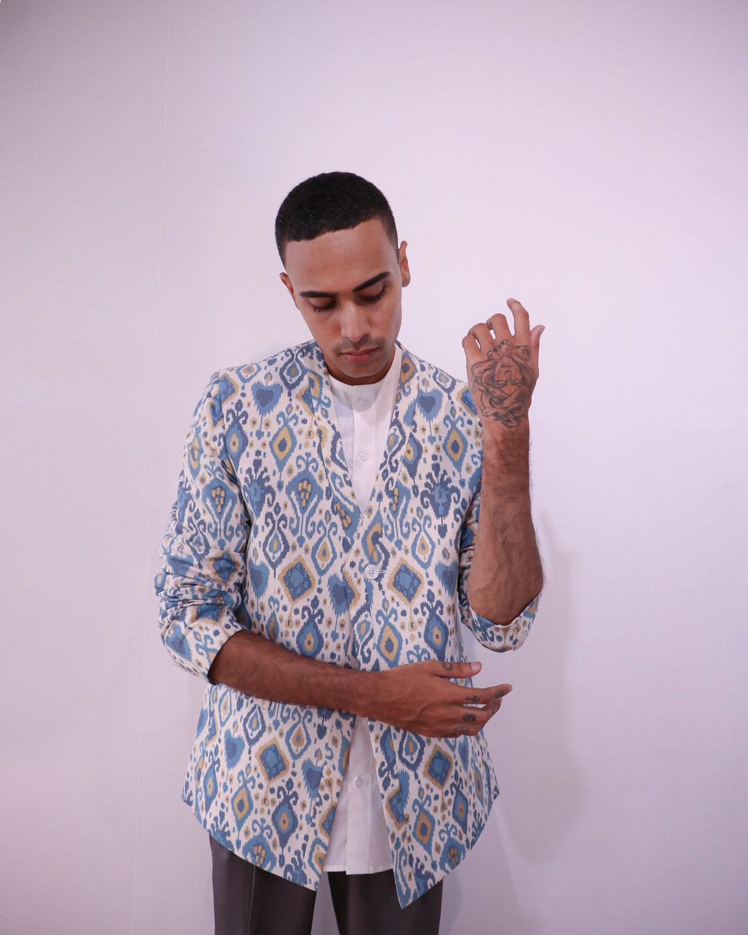 Blue Printed Blazer