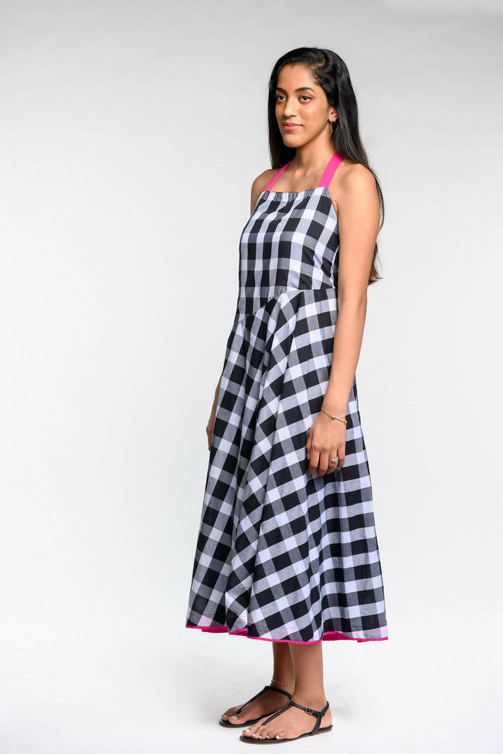 Checkered Black and White Dress