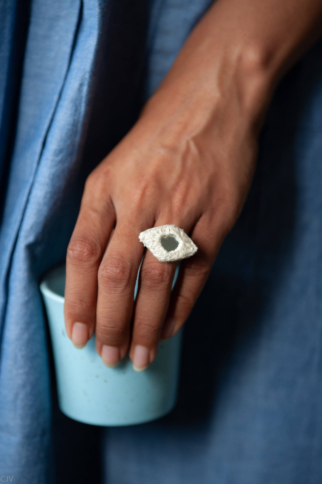 White Diamond Mirror Ring