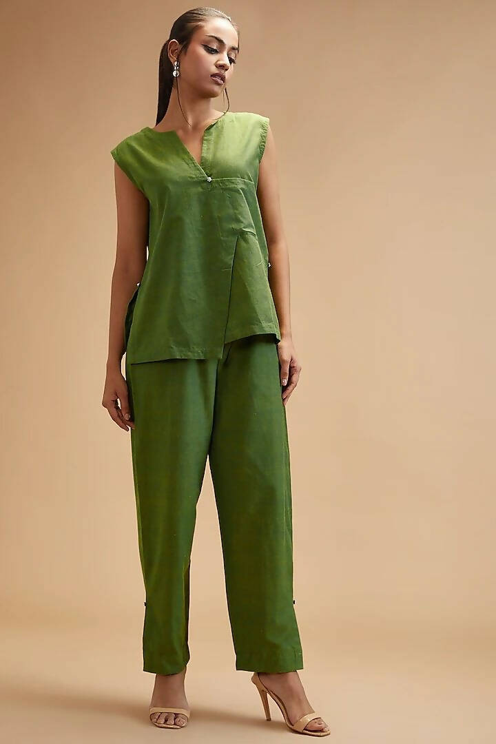 Basil Green Asymmetrical Shirt