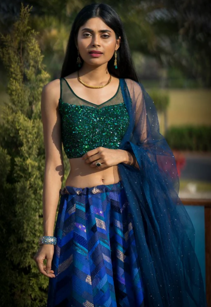 Blue-Green Lehenga