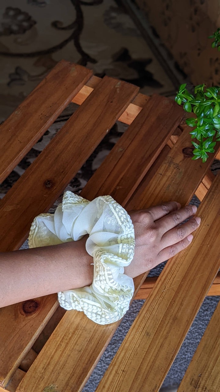 Cream Chiffon Scrunchie