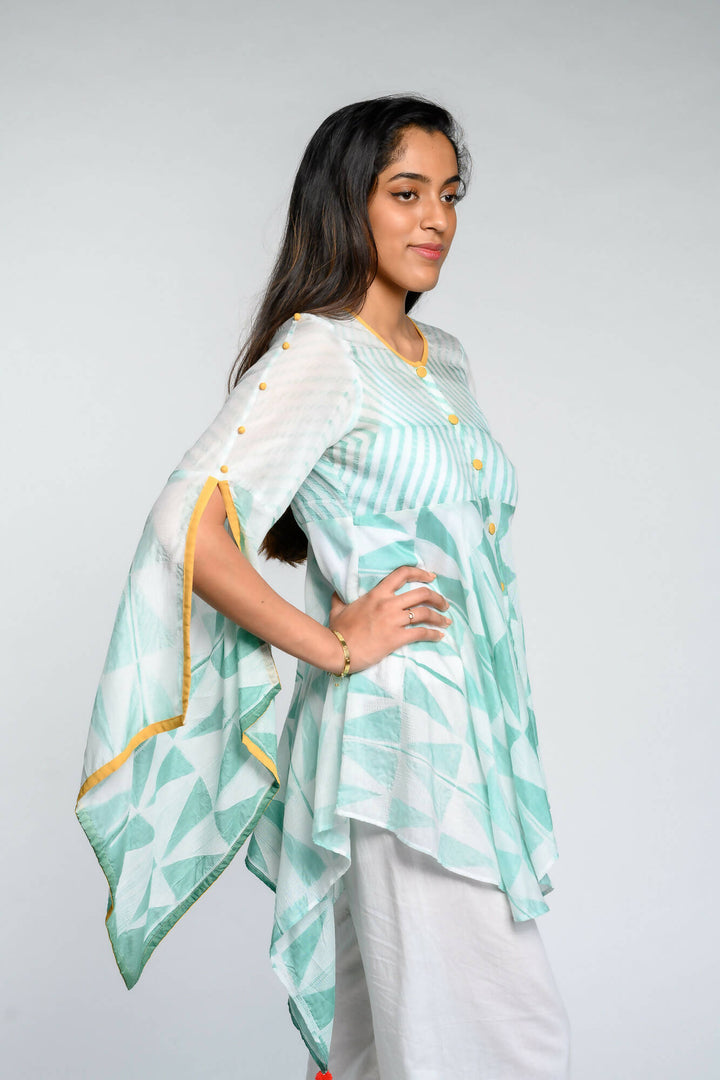 Assymetric top with butterfly sleeves