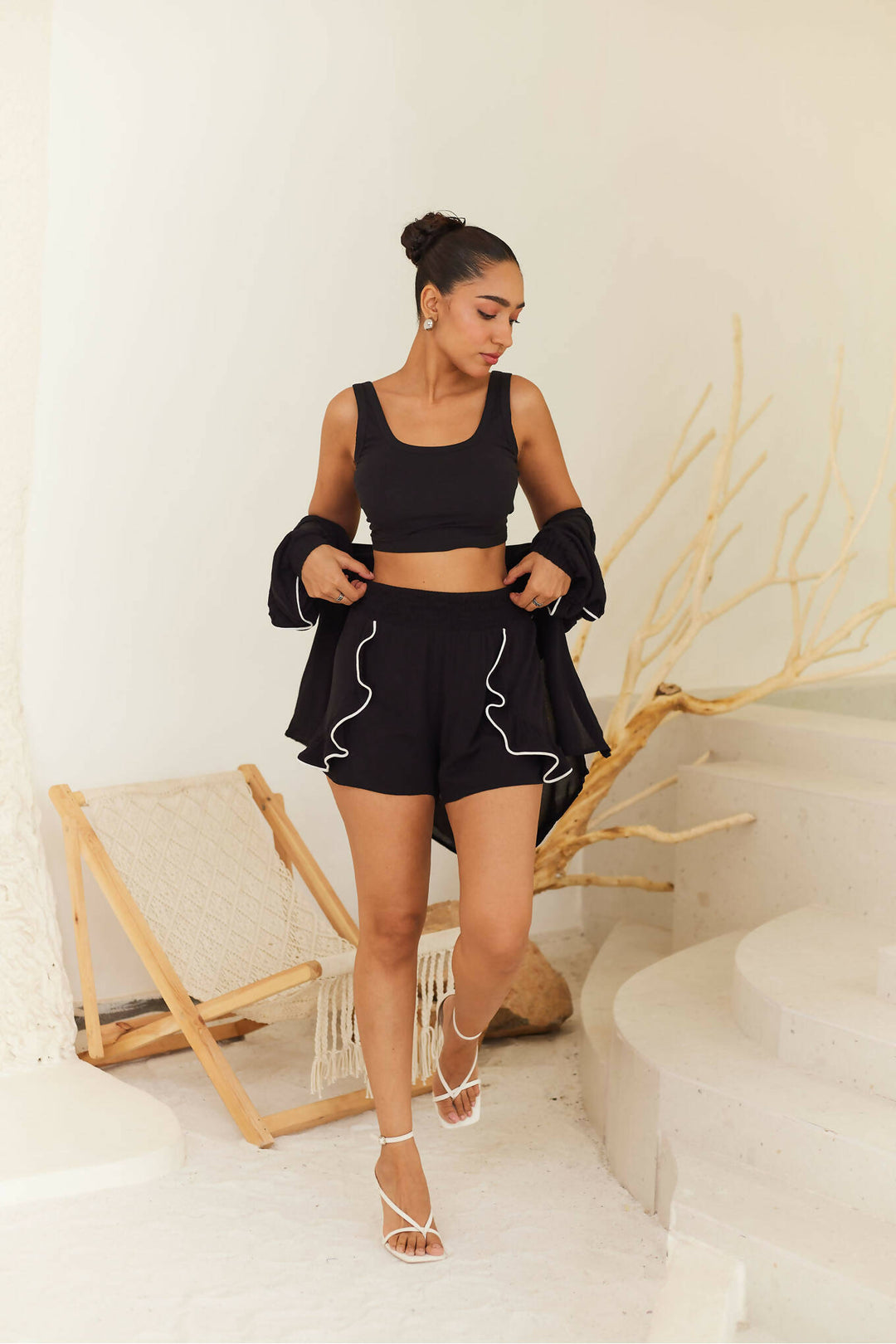 Black Shorts with Contrast Detail
