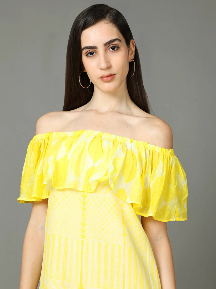 Off shoulder Shibori dress