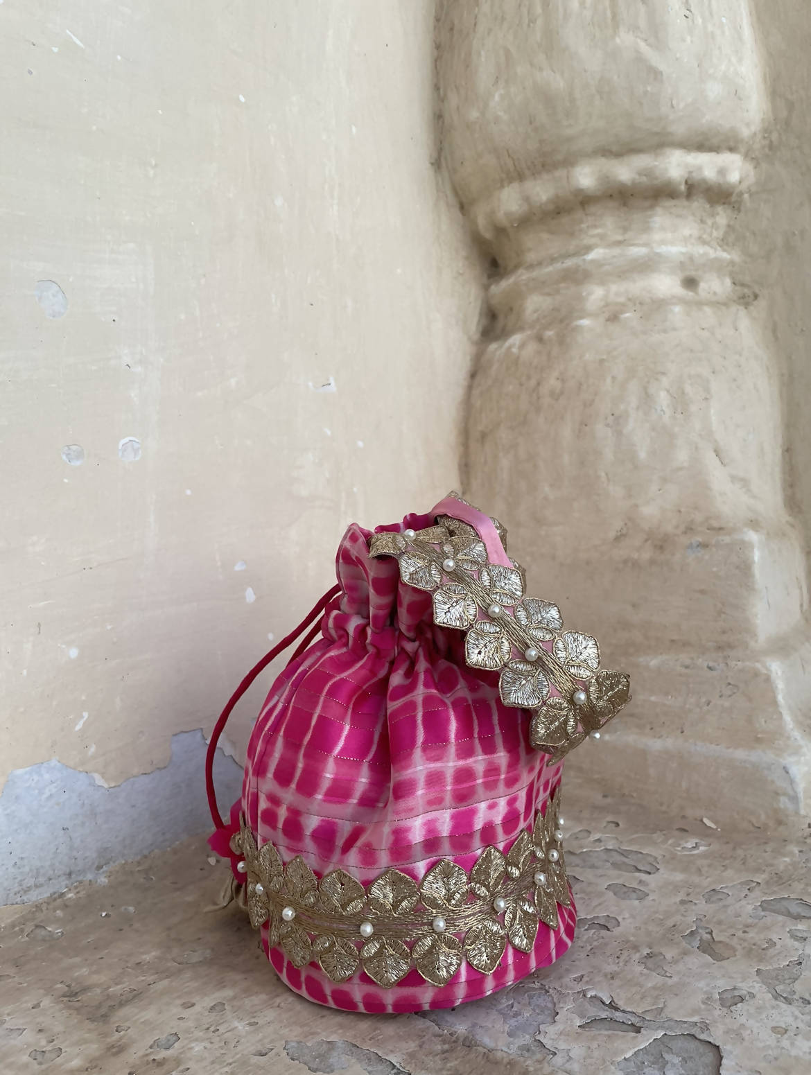 Pink outlet potli bag