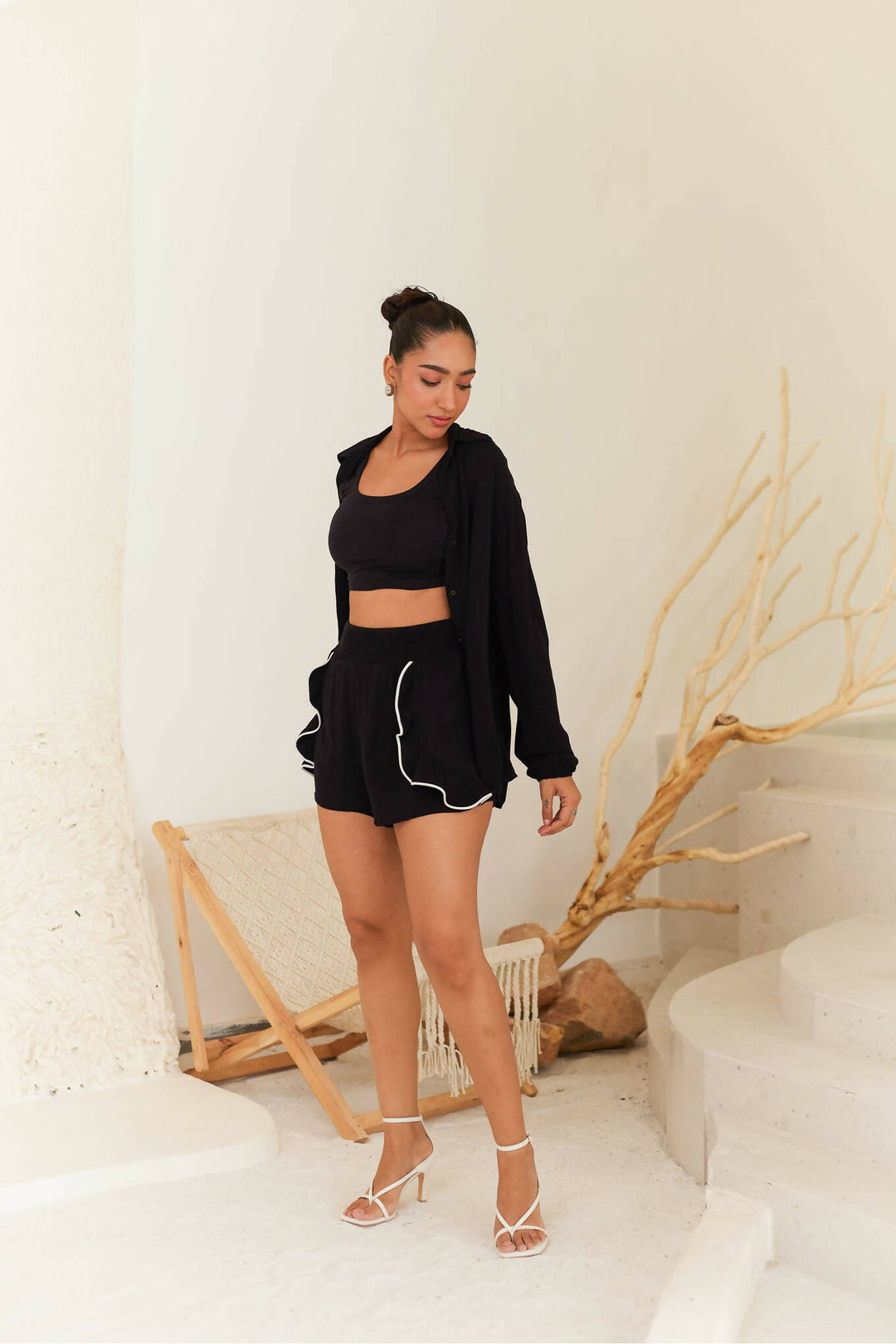 Black Shorts with Contrast Detail