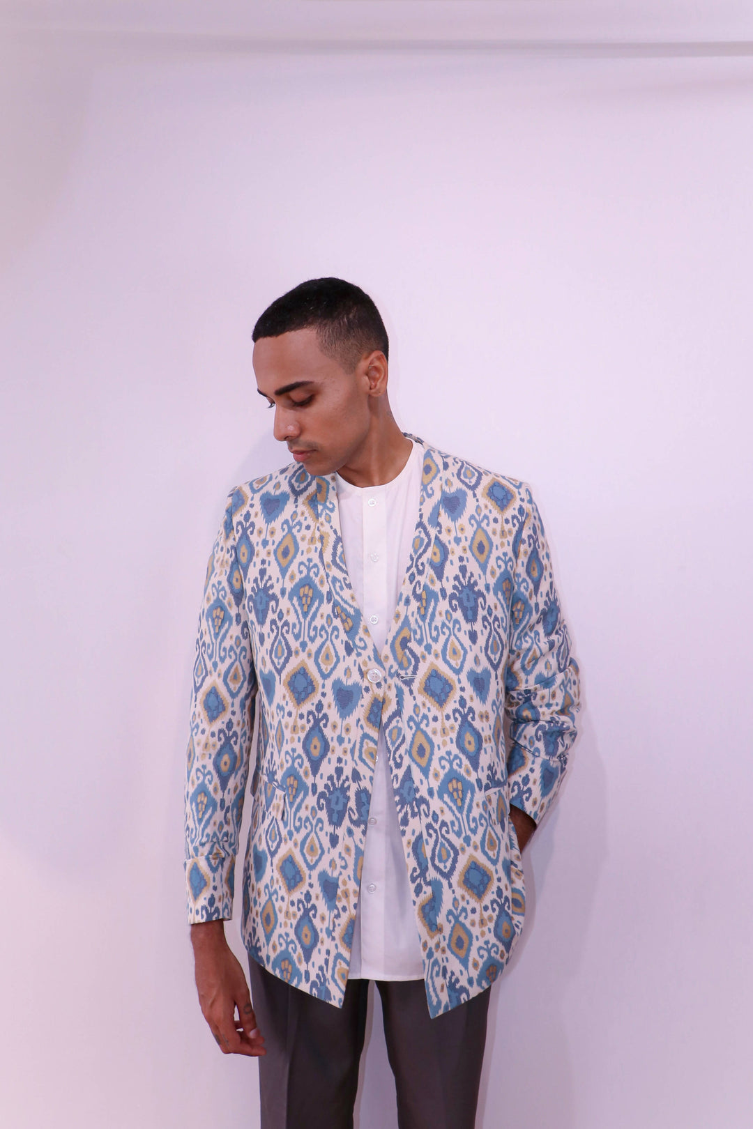 Blue Printed Blazer
