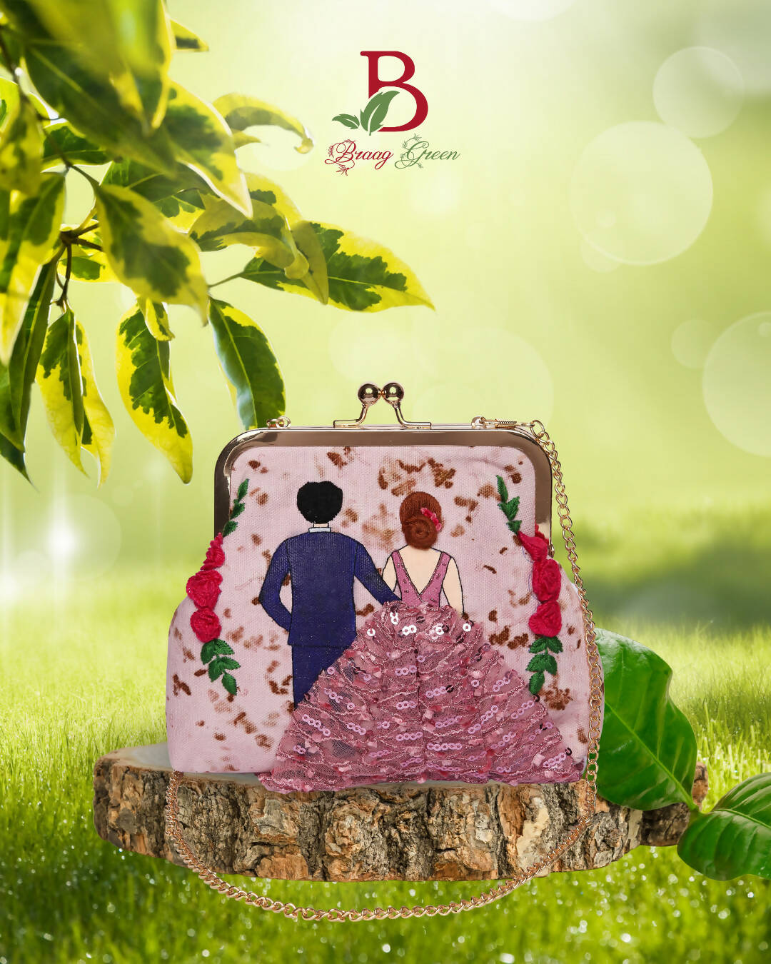 Upcycled Mitwa Clutch Pink