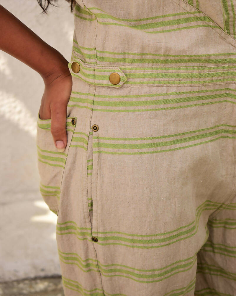 Unisex Striped Linen Jumpsuit